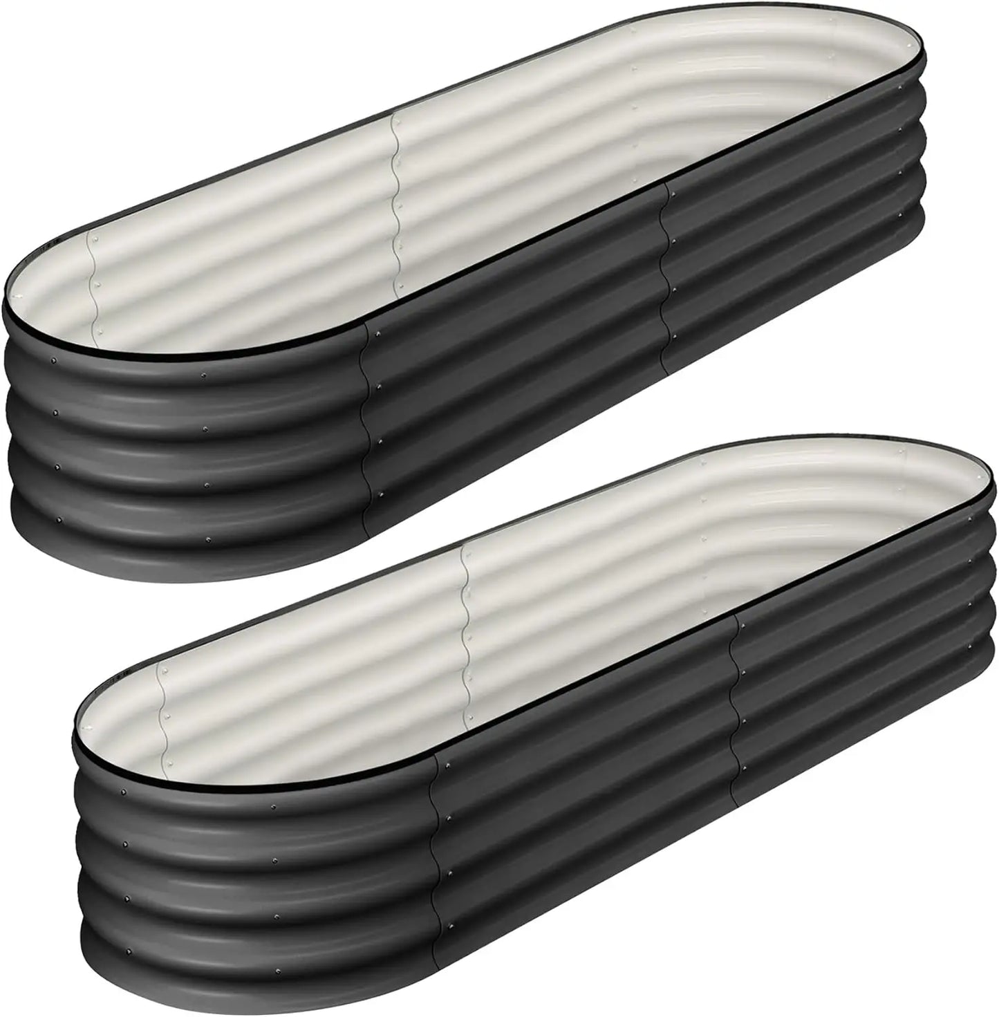 HiMISS Two Piece Oval Raised Garden Bed Galvanized Planter