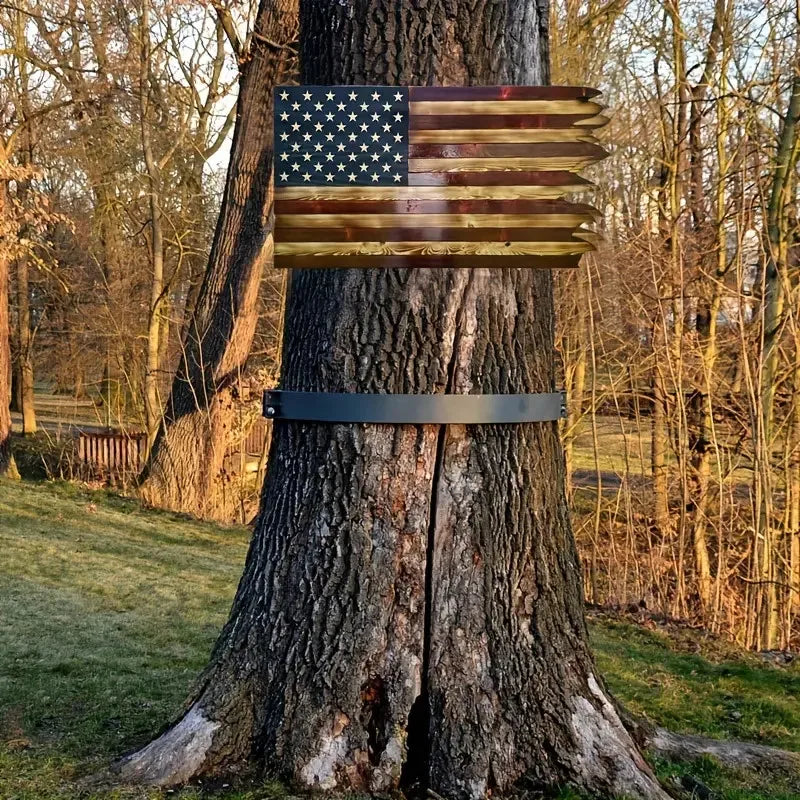 8*15inch American Wavy Flag - Wooden Independence Day Decoration for Home, Restaurant, Bar, Cafe and Garage christmars gifts - Louie's Joint