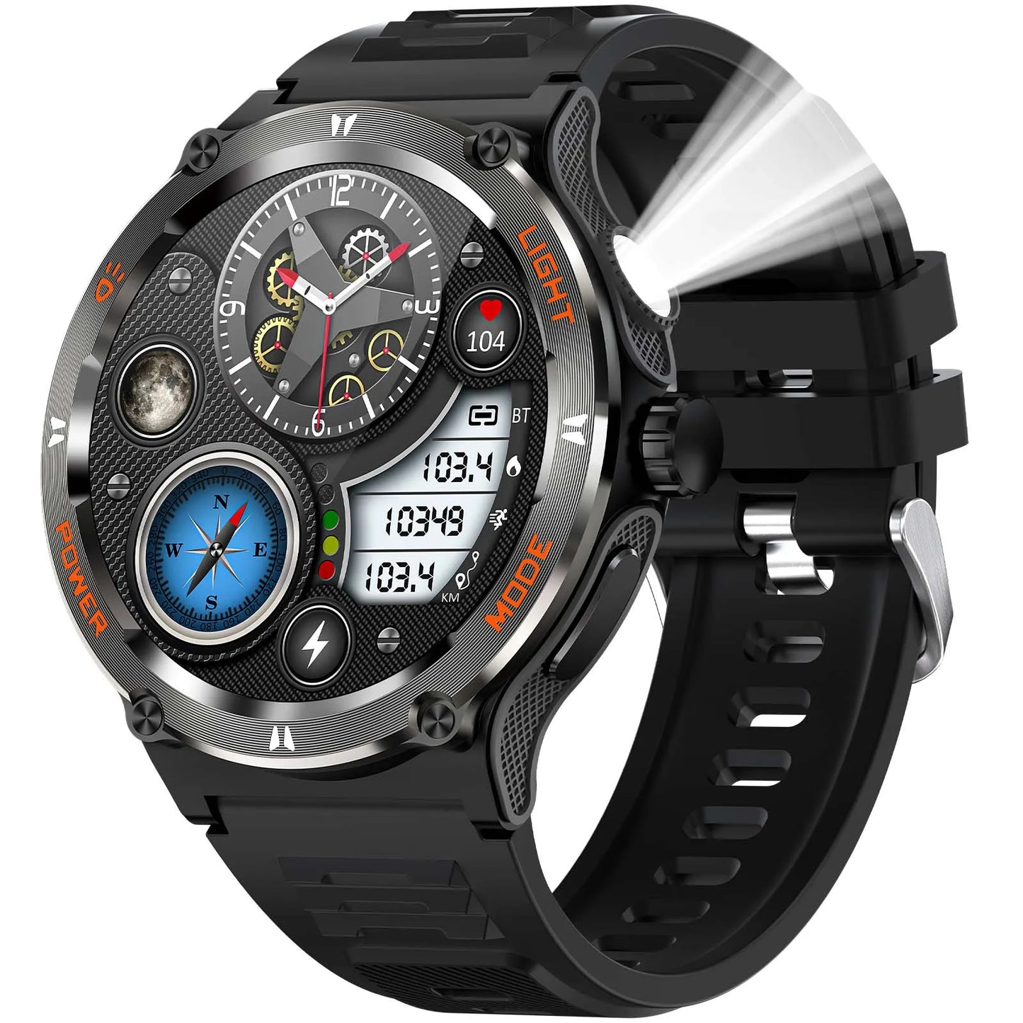 EIGIIS Smart Watch KT76 3ATM Waterproof Compass Heart Rate Bluetooth