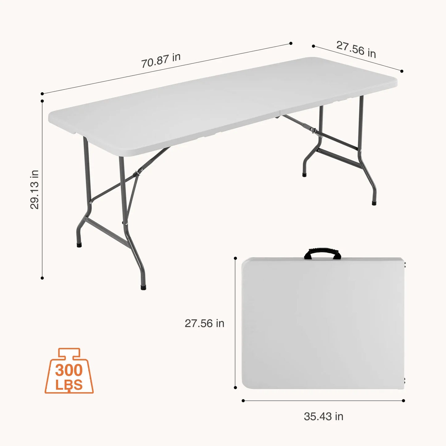 JHK Portable Folding Table With Carry Handle For Outdoor Use