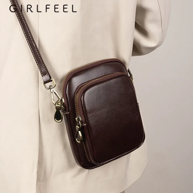 Genuine Leather Handbag For Women Crossbody Tote With Phone Pocket