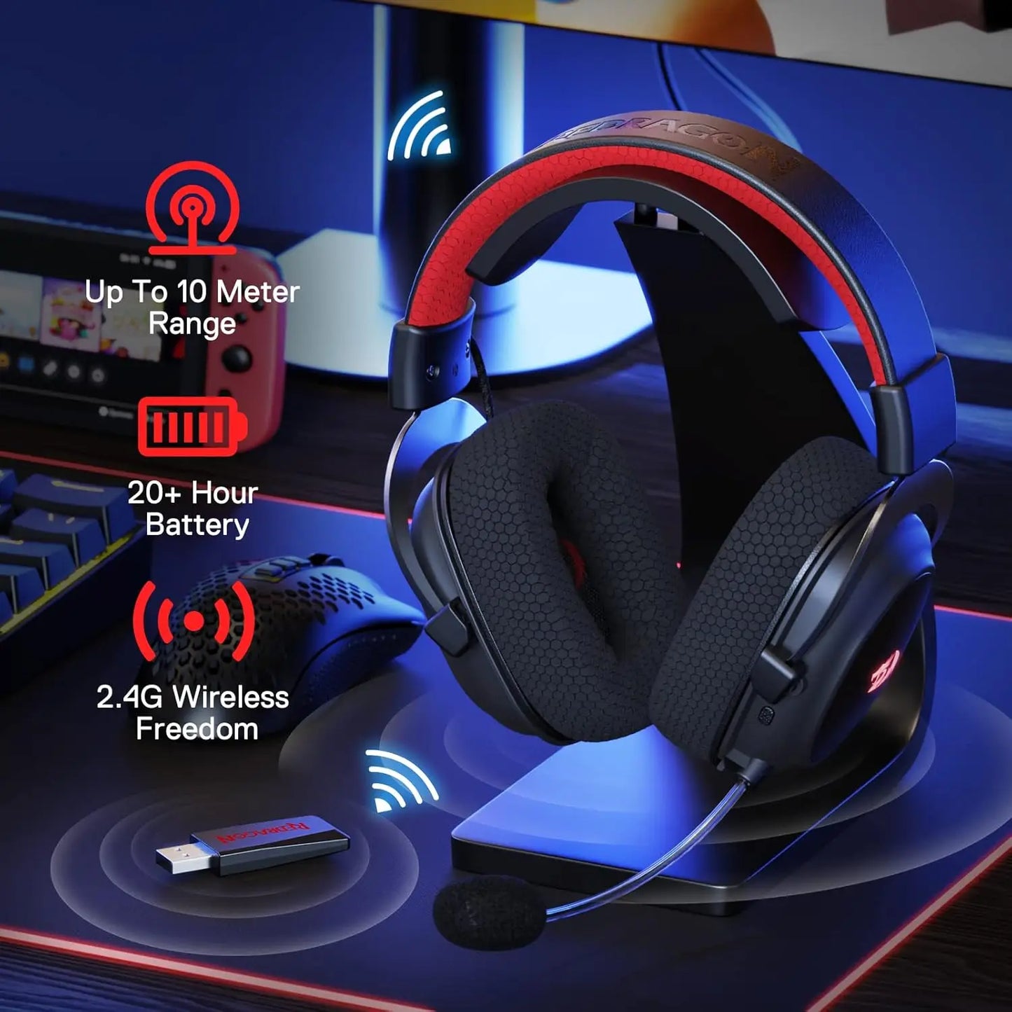 Redragon H510 Pro Zeus X Wireless Gaming Headset 7.1 Surround - Louie's Joint