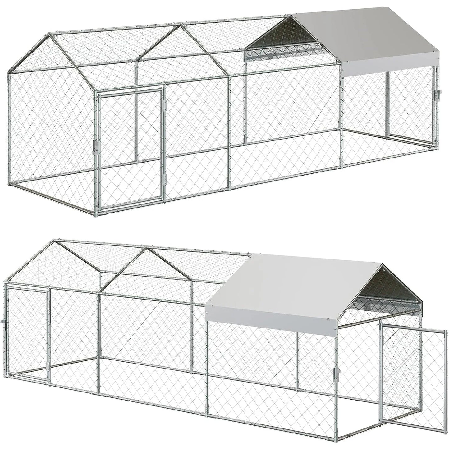 Portable Metal Chicken Coop 120x40x40in Chicken Run For Yard With Anti-UV Waterproof Cover, Poultry Cage For Ducks Rabbits - Louie's Joint