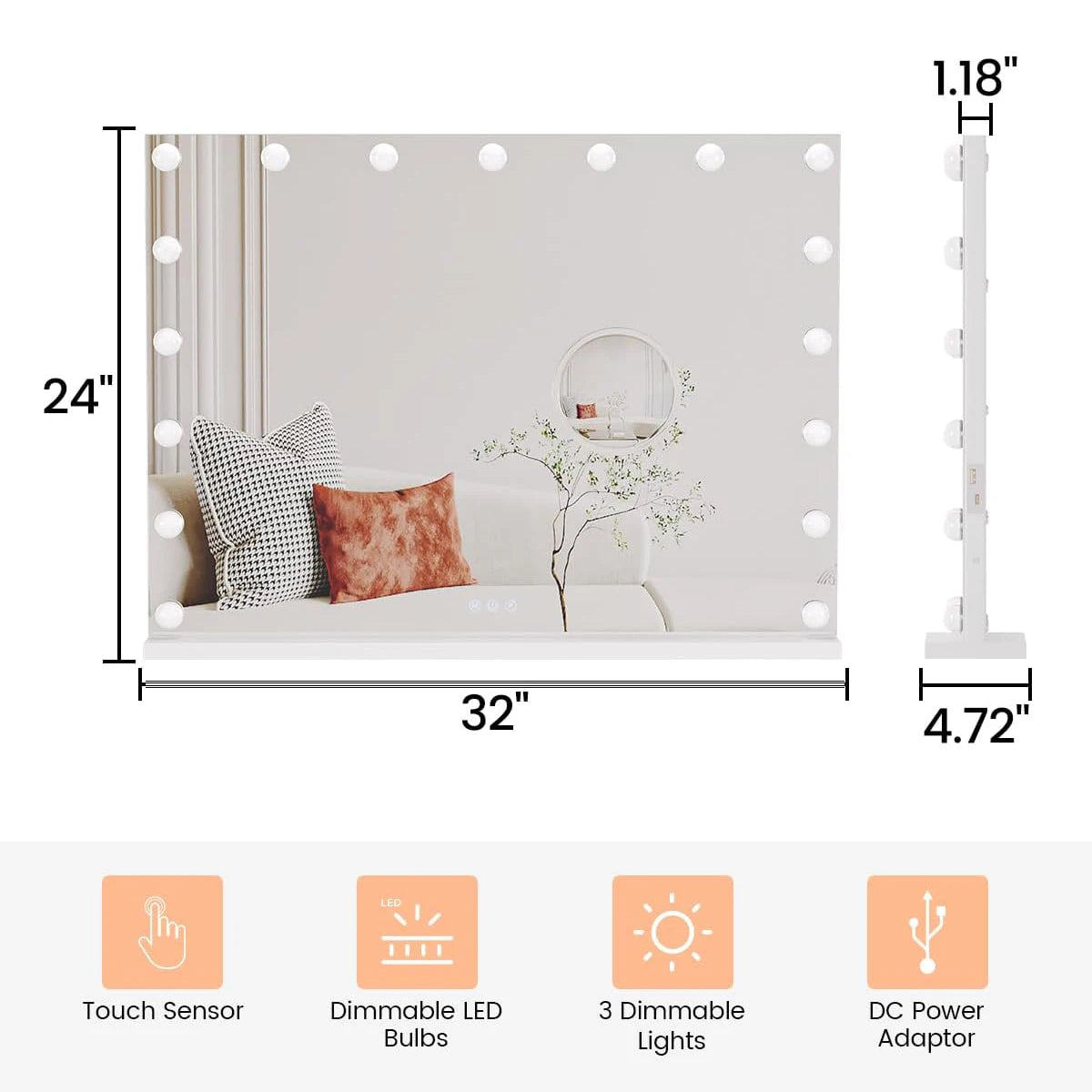 Vanity Mirror With Adjustable LED Lights 3X Magnification - Louie's Joint