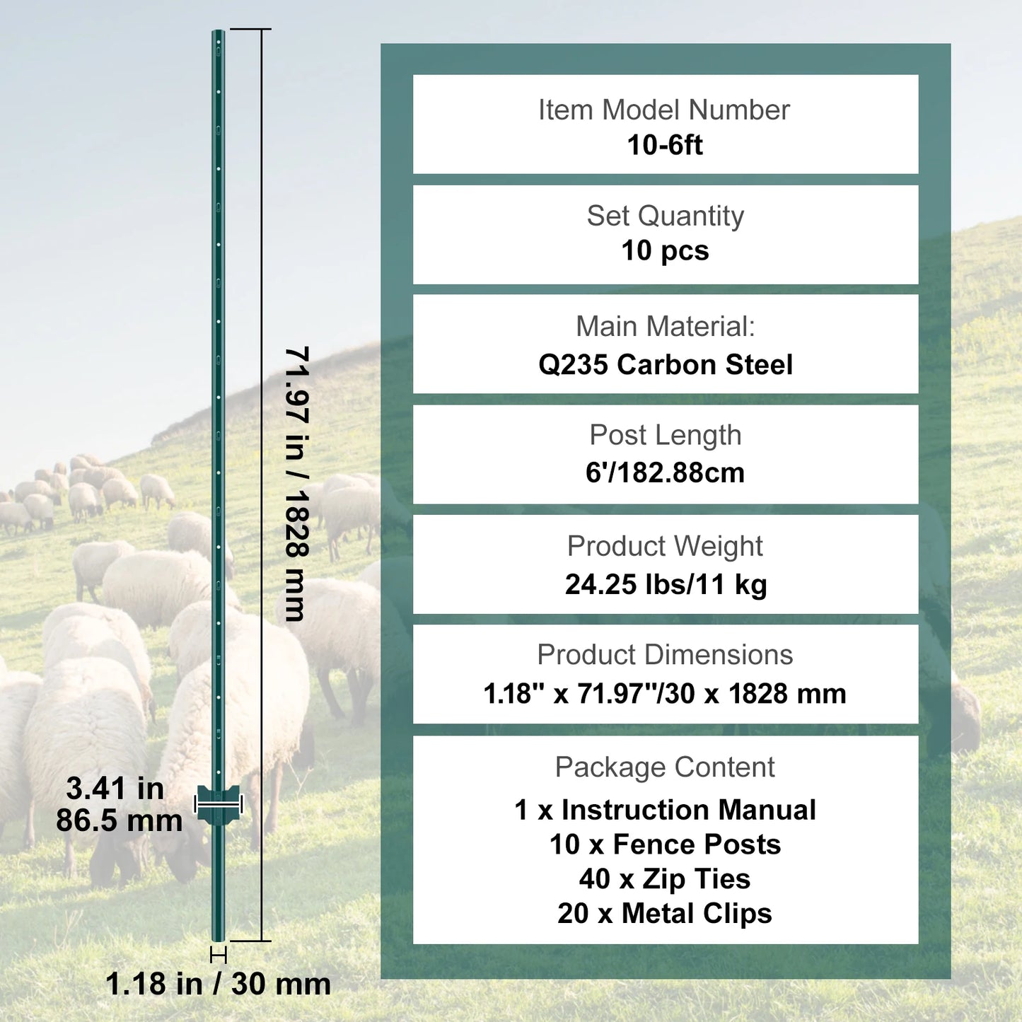SucceBuy Heavy Duty Fence Post T-Post Steel Stakes For Garden