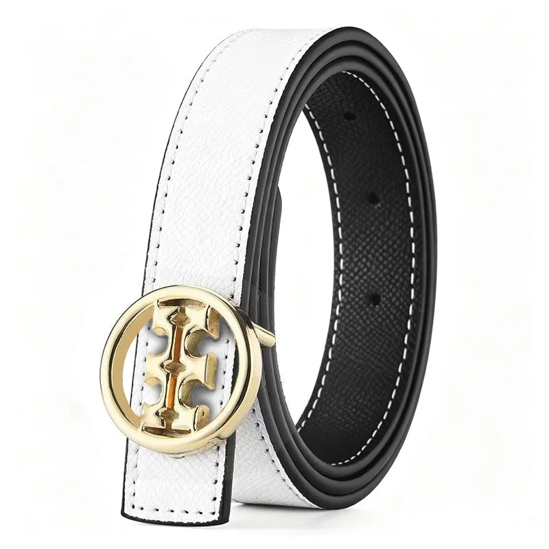 Women's Genuine Leather Slim Waist Belt, High-end Brand Belt, with Letter Fasteners, Suitable for Various Occasions and Fashionable Denim Skirt Dress As A Decorative Belt