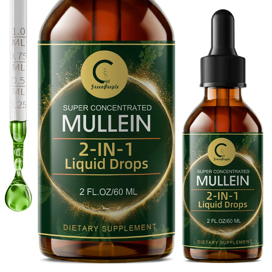 GPGP Greenpeople Mullein Drops for Lungs - Vegan Mullein Leaf Extract Liquid Tincture, Support for Respiratory, Immune, Digestive System, Natural Herbal Supplement, Non-GMO