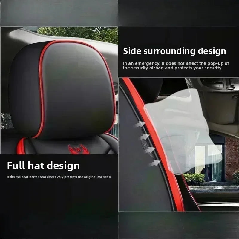 Universal Fit 5-Seat Car Seat Covers Full Set for Sedan SUV Truck PU Leather Embroidery Storage Pocket Breathable All-Weather Waterproof