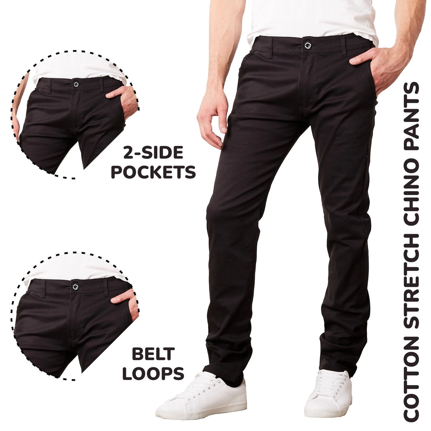 Men's Flat Front Stretch Chino Pants