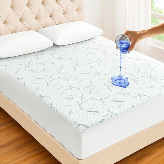 LDC Lux Decor Bamboo Rayon Mattress Protector Waterproof Fitted Sheet