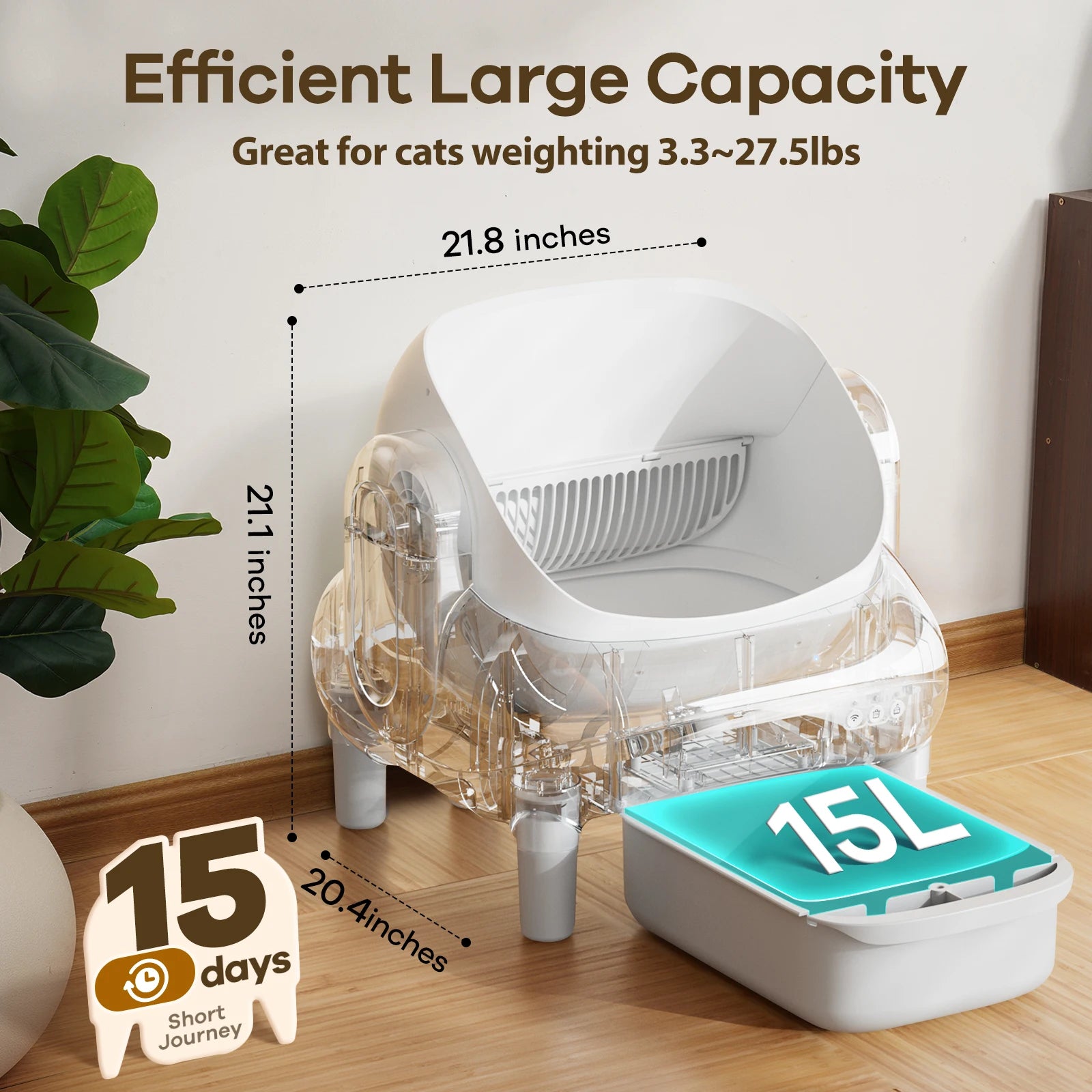 Cumrige Open Top Self Cleaning Cat Litter Box, Automatic Smart Litter Box with App Control for Multiple Cats - Louie's Joint 