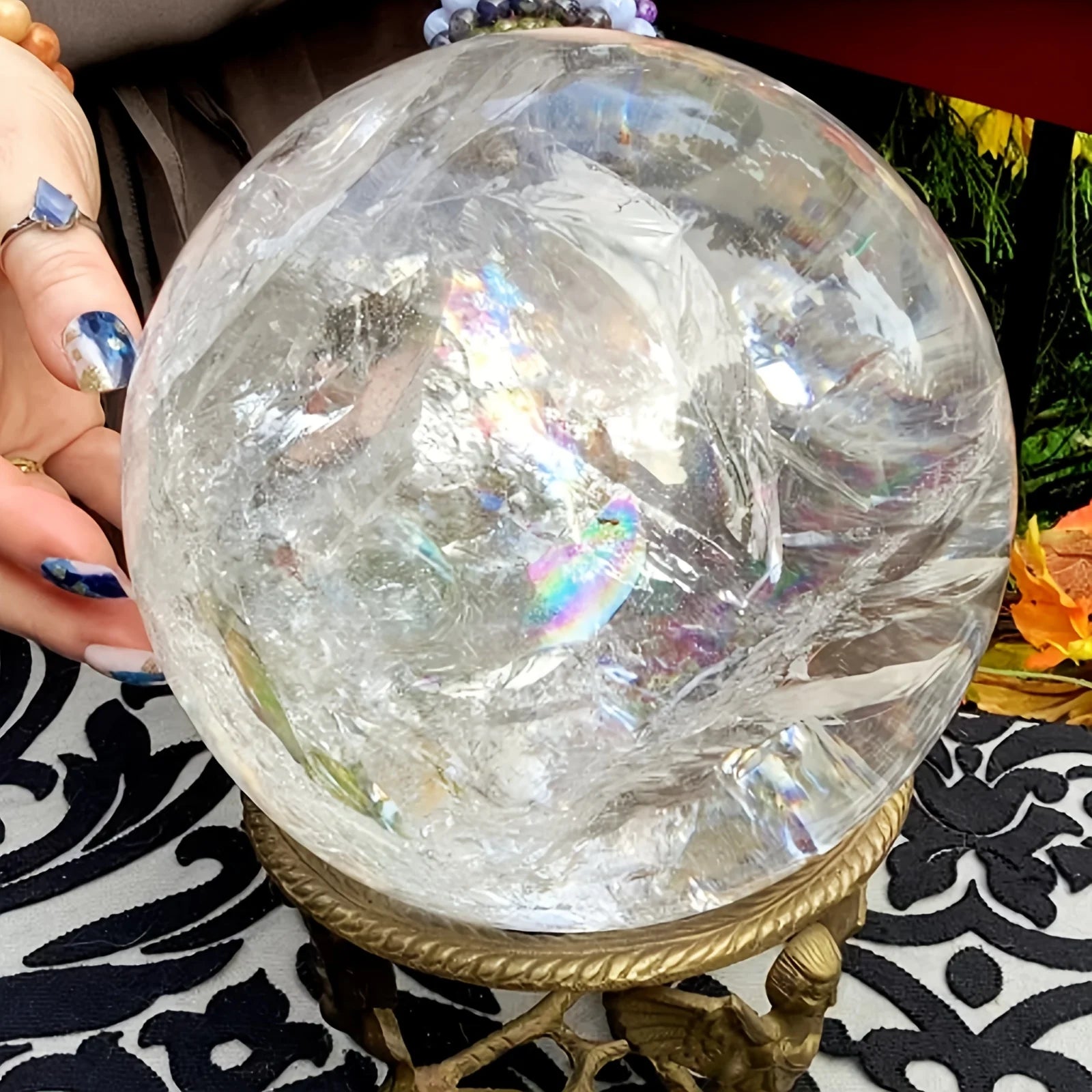1pc  Large Elegant Clear Quartz Crystal Sphere,Polished Ball,Home Decor and Gift, Unique Gift,Crystal Craft Collection - Louie's Joint 