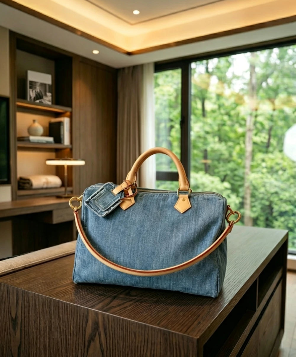 Denim Women Shoulder Bag Large Capacity Casual Travel Tote - Louie's Joint 