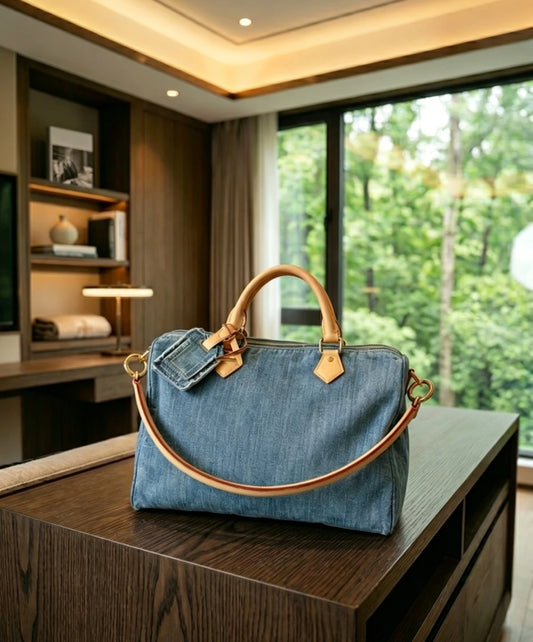 Denim Women Shoulder Bag Large Capacity Casual Travel Tote - Louie's Joint 