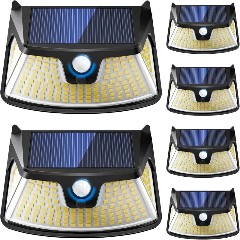 152LED Solar Motion Light Outdoor, 850LM Super Bright 3-Mode Motion Sensor Light, IP65 Waterproof, 270° Wide-Angle Security Light, Solar Powered Flood Lamp for Garden, Wall, Fence, and Garage (4 Pack)