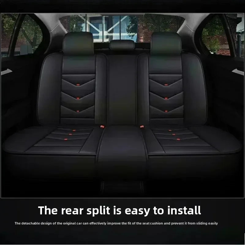 Universal Fit 5-Seat Car Seat Covers Full Set for Sedan SUV Truck PU Leather Embroidery Storage Pocket Breathable All-Weather Waterproof