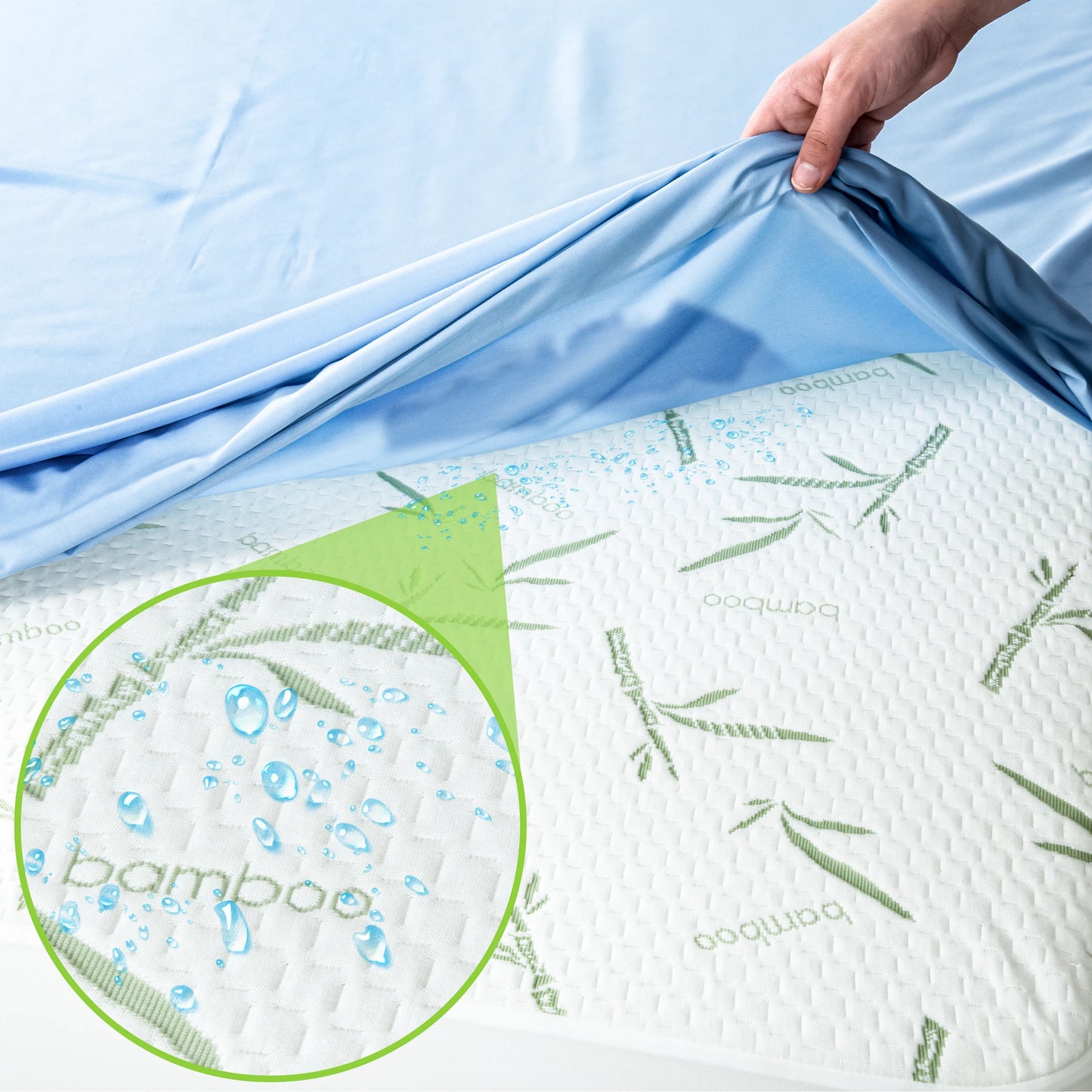 Lux Decor Mattress Protector, Waterproof Bamboo Rayon, Fitted Sheet Style