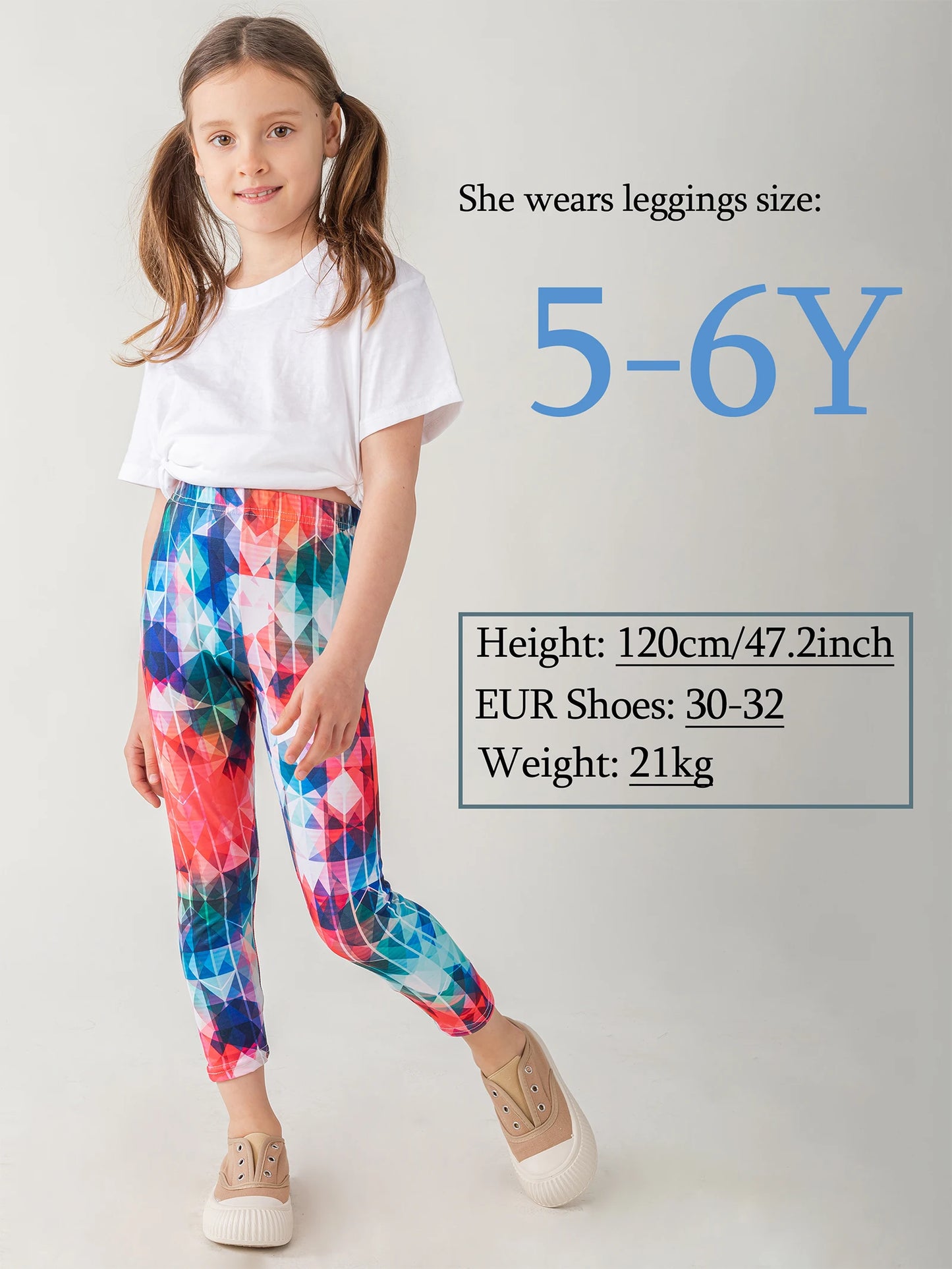 Girls Six Pack Flower Print Leggings Set For School