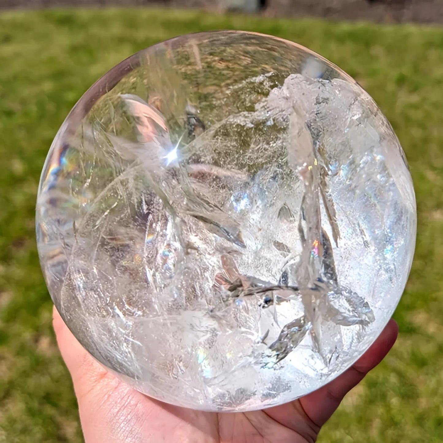 1pc  Large Elegant Clear Quartz Crystal Sphere,Polished Ball,Home Decor and Gift, Unique Gift,Crystal Craft Collection - Louie's Joint 