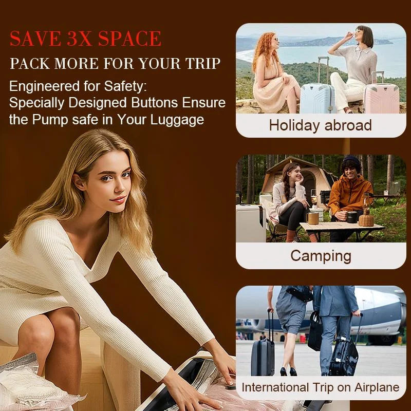 Rechargeable Air Pump Vacuum Bags for Carry On Travel Packing
