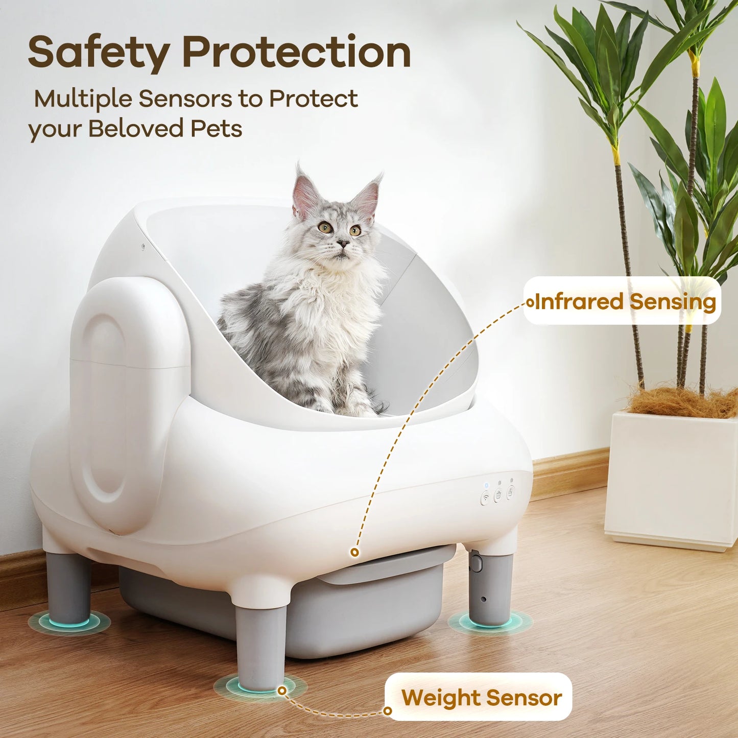 Cumrige Open Top Self Cleaning Cat Litter Box, Automatic Smart Litter Box with App Control for Multiple Cats - Louie's Joint 