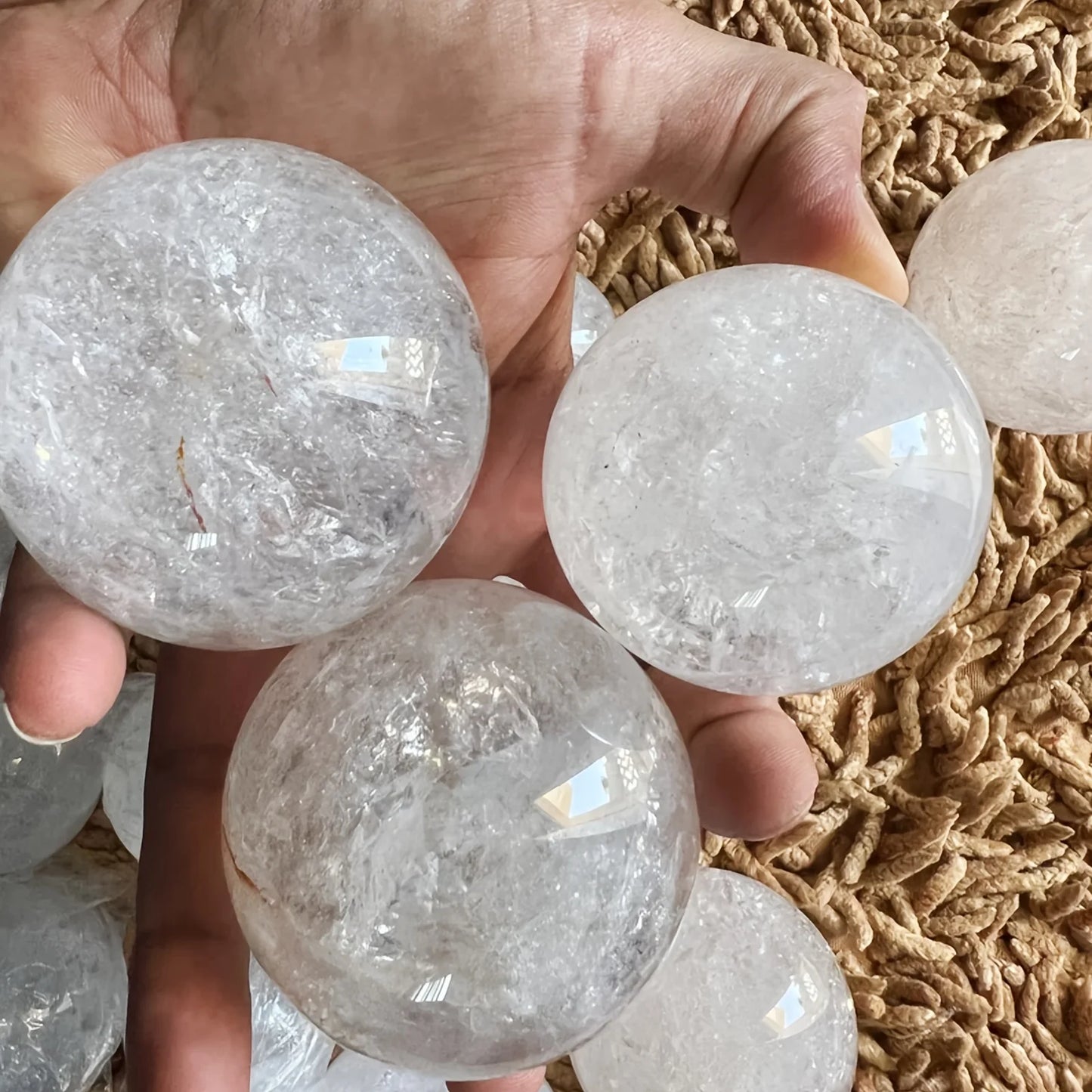 1pc  Large Elegant Clear Quartz Crystal Sphere,Polished Ball,Home Decor and Gift, Unique Gift,Crystal Craft Collection - Louie's Joint 