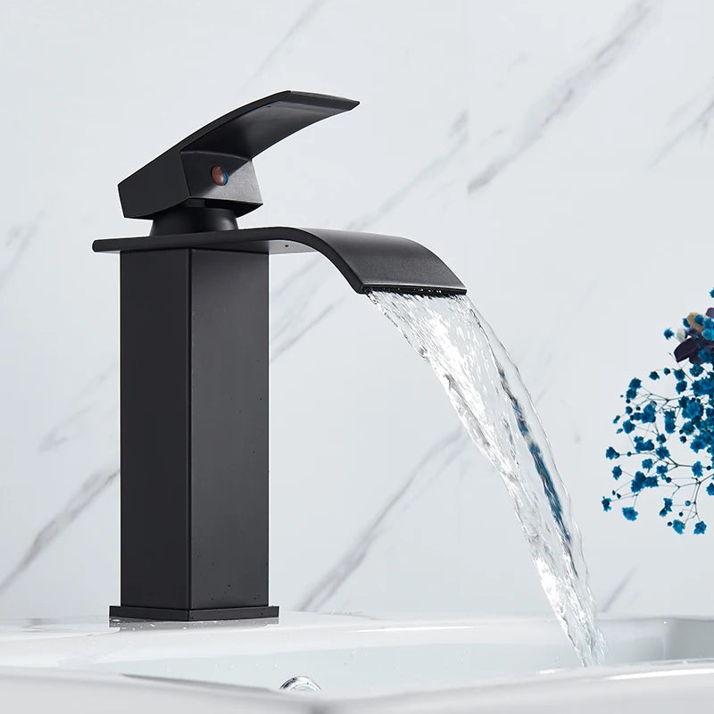 Rozin Brass Basin Faucet Deck Mounted Single Lever Waterfall Tap