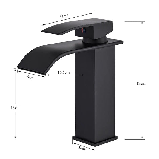 Rozin Brass Basin Faucet Deck Mounted Single Lever Waterfall Tap