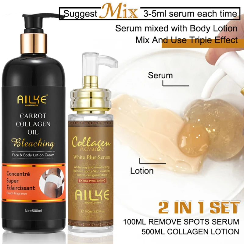 AILKE Skin Whitening Face Serum, Reduce Spots, Moisturizing, Even Skin Tone, With Organic Collagen, Skin Lightening Body Serum - Louie's Joint 
