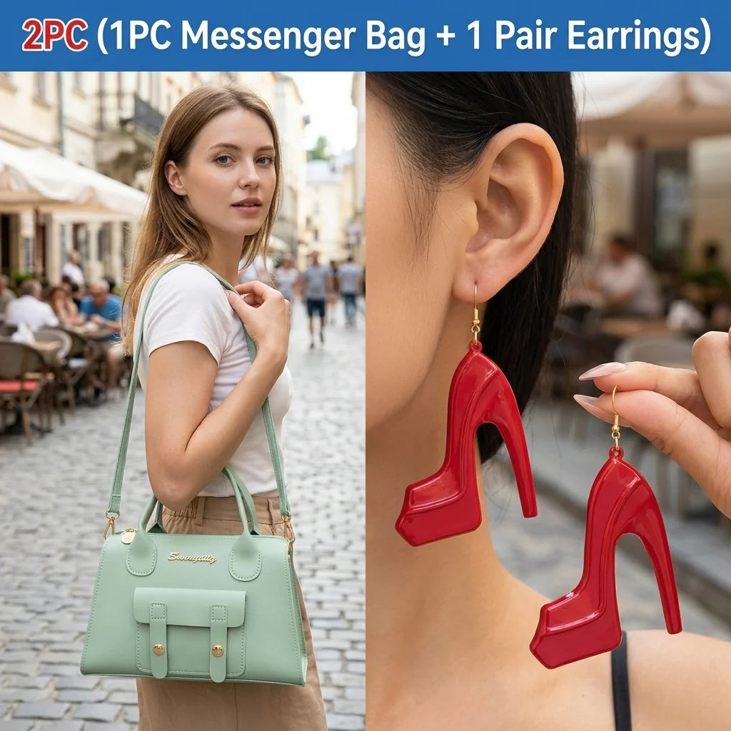 1 Pair Earrings/2PC(1PC Messenger Bag+1 Pair Earrings )Women's Small Shoulder Crossbody Bag and Elegant Long Drop Earrings, Mobile Phone Card Wallet Bag,Casual Handbag for Party Birthday,Daily Use Holiday Gifts