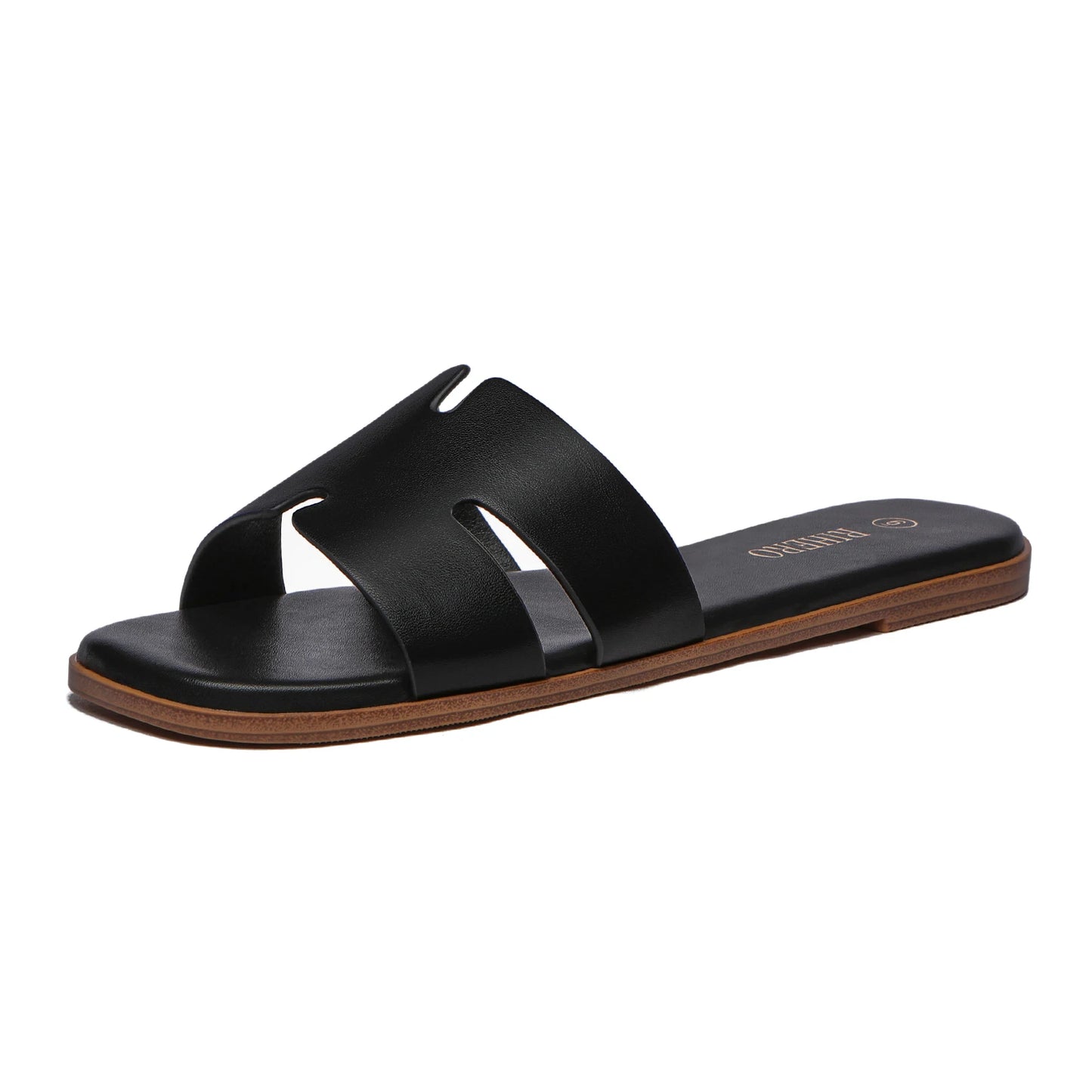 Womens Dressy Flat Sandals Slip On Leather Slides For Everyday Comfort