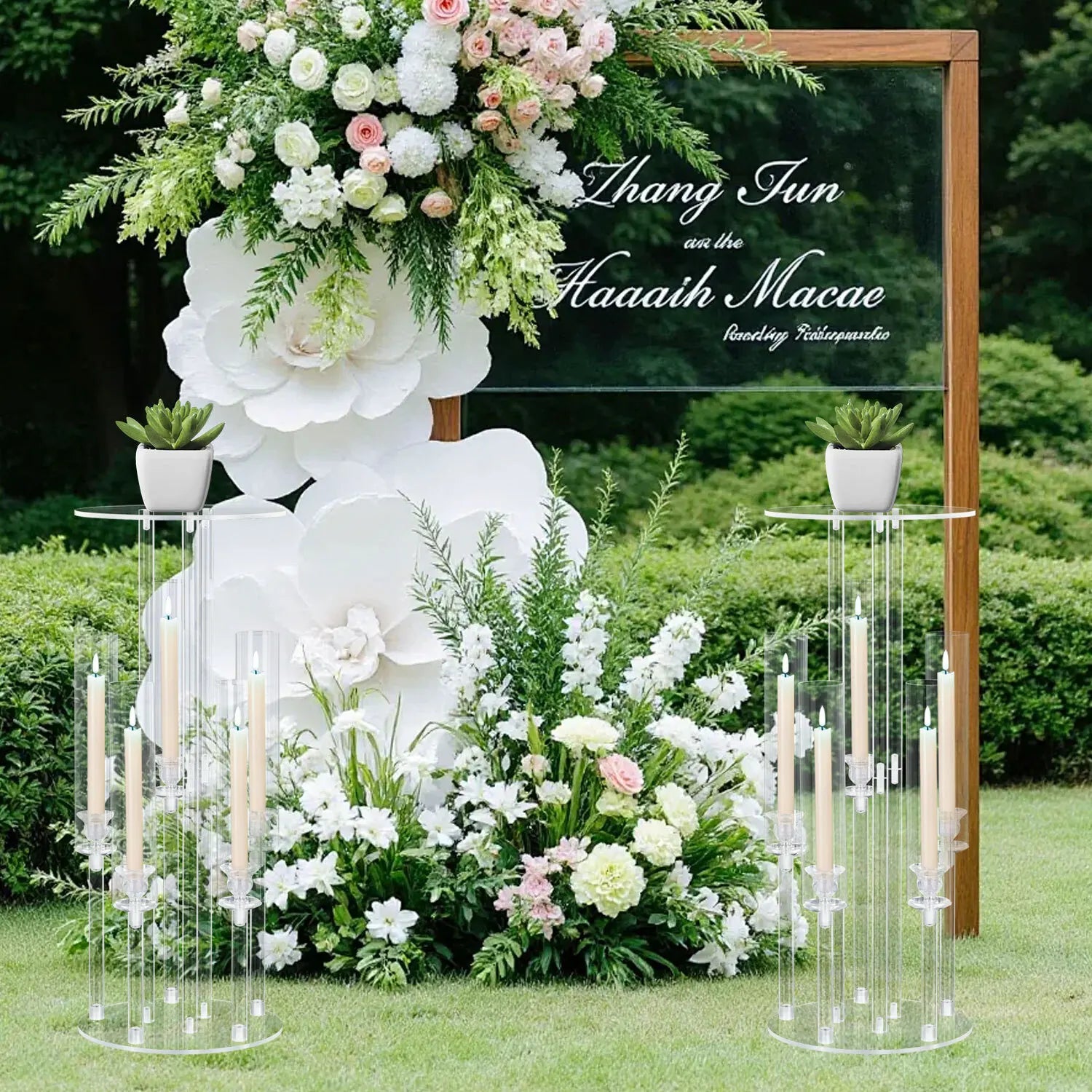 4PCS 5 Arm Candelabra,Clear Centerpiece for Table,Acrylic Centerpiece Stand for Wedding Reception,Candle Holder for Room Decor - Louie's Joint 
