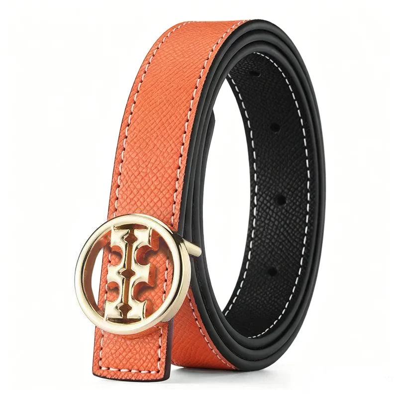Women's Genuine Leather Slim Waist Belt, High-end Brand Belt, with Letter Fasteners, Suitable for Various Occasions and Fashionable Denim Skirt Dress As A Decorative Belt