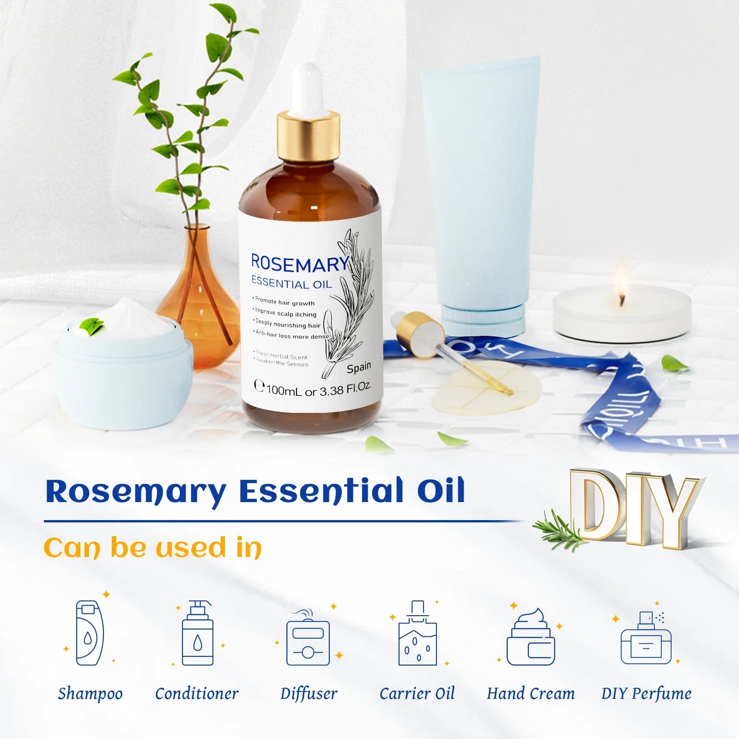 HIQILI Rosemary Jasmine Lavender Mint Essential Oils for Hair Care, increasing luster, Massage, Skin Care, Diffuser, Humidifier - Louie's Joint 