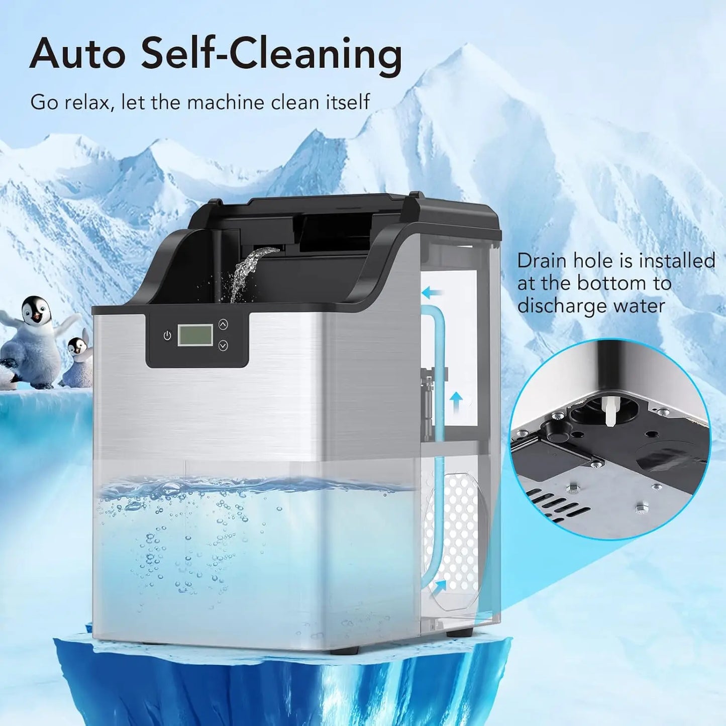 Acekool Countertop Ice Maker Portable Self Cleaning