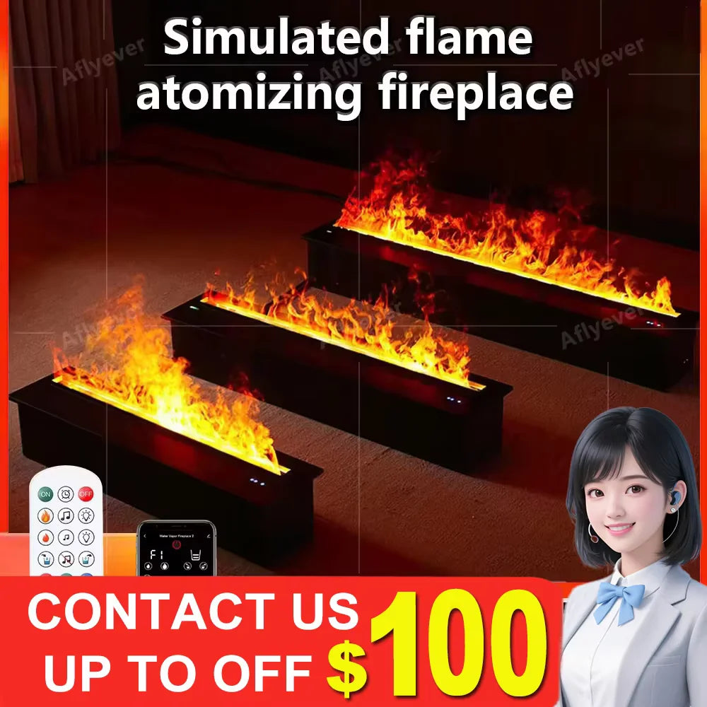 AFLYEVER Intelligent Water Replenishment 3D Atomizing Fireplace
