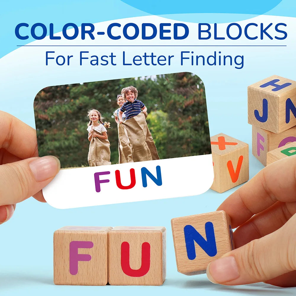 Spelling Games With Flash Cards Montessori Wooden Letter Learning