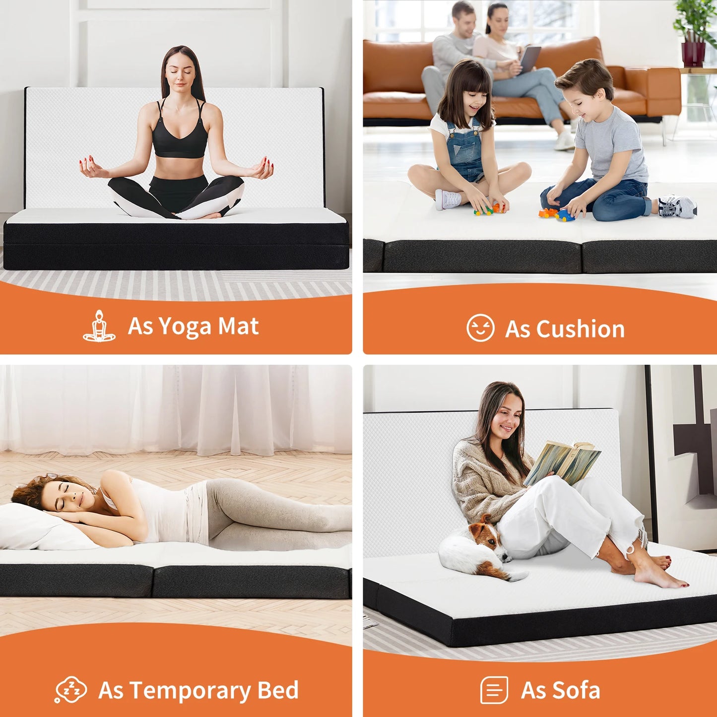 JHK Tri-Fold Memory Foam Mattress with Collapsible and Washable Cover Portable Floor Bed with CertiPUR-US Certified for Travel - Louie's Joint 