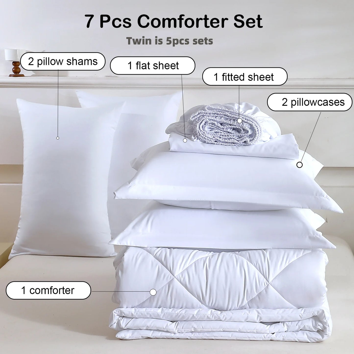 EasYum Seven Piece Bedding Set 100 Percent Polyester Comforter