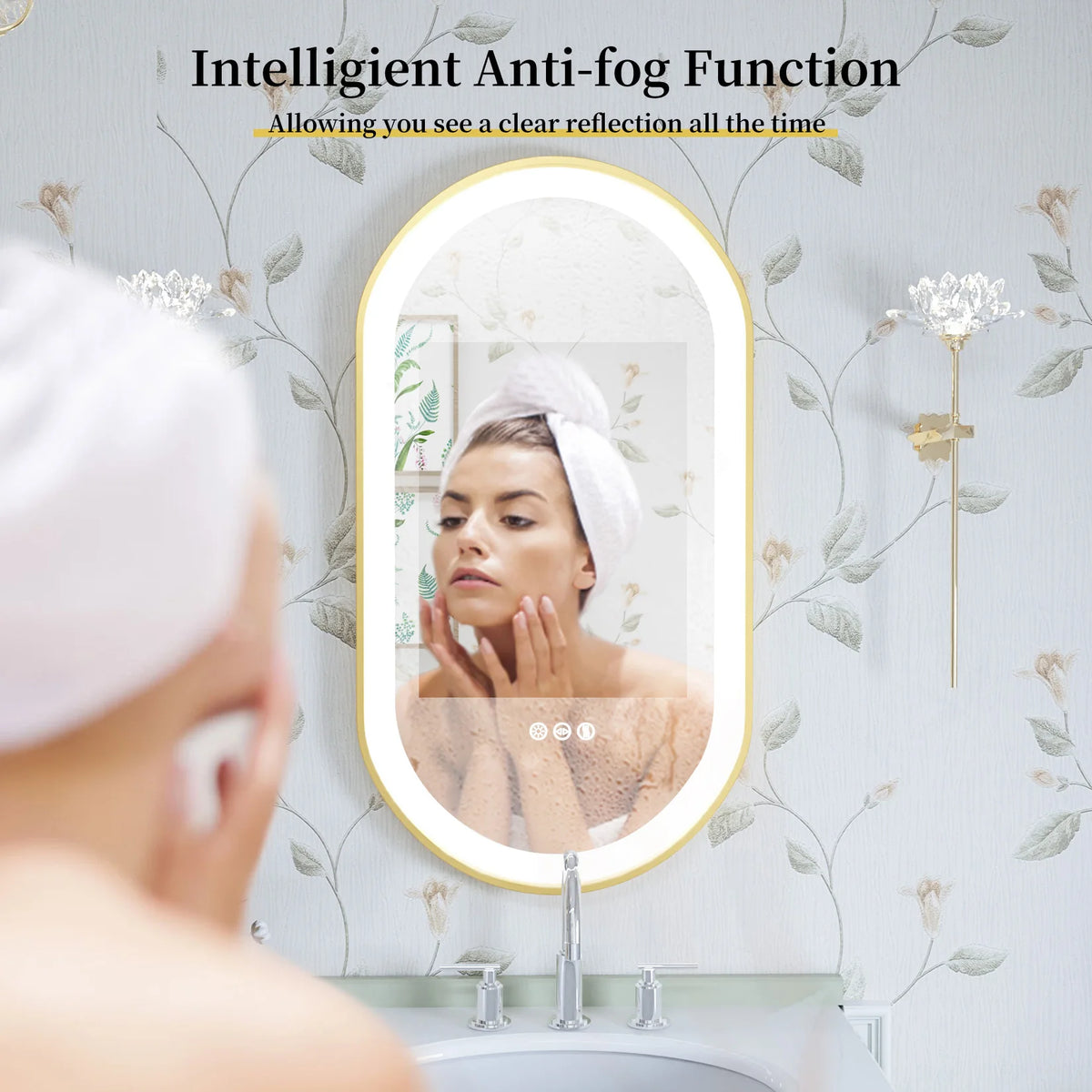 Wisfor Oval LED Bathroom Mirror With Dimmable Anti Fog Lighting
