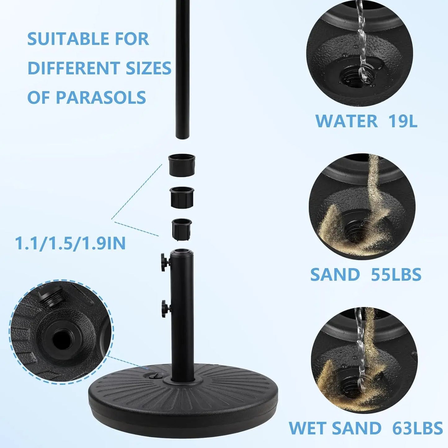 Weighted Base For Patio Umbrella Sand Or Water Fillable