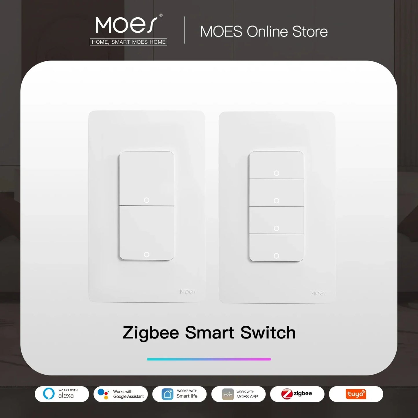 MOES Zigbee Smart Light Switch US Button Works With Alexa
