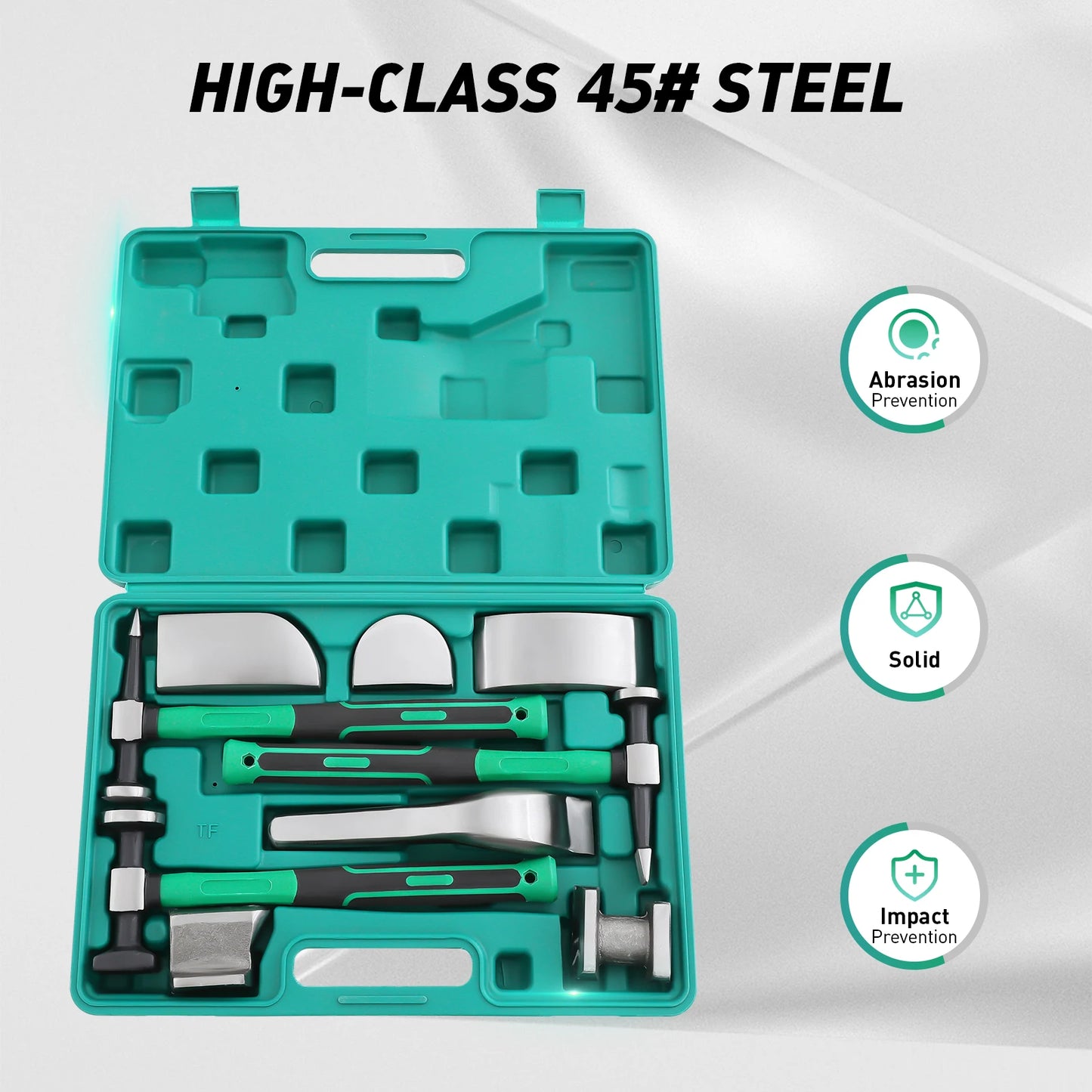 Car Dent Repair Tool Kit 9 Piece Set With Steel Sheet Metal Hammers