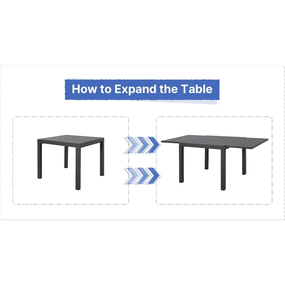 Aluminum Patio Extendable Dining Table 35 to 71 Inches Outdoor