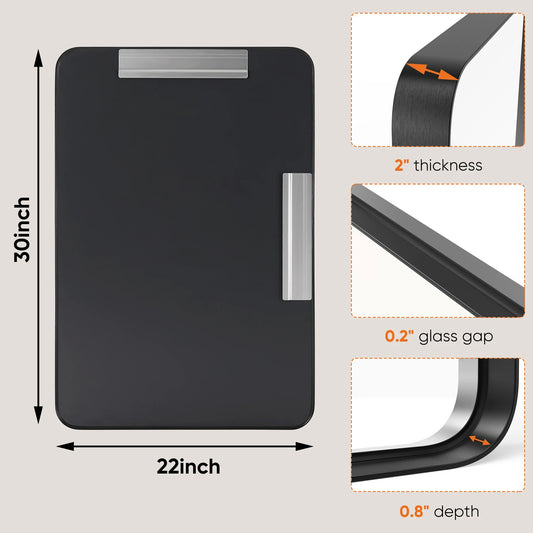 JHK Matte Metal Framed Bathroom Mirror for Wall,Vanity Rectangle Rounded Corner Tempered Glass Mirror,Clear Reflection,Modern