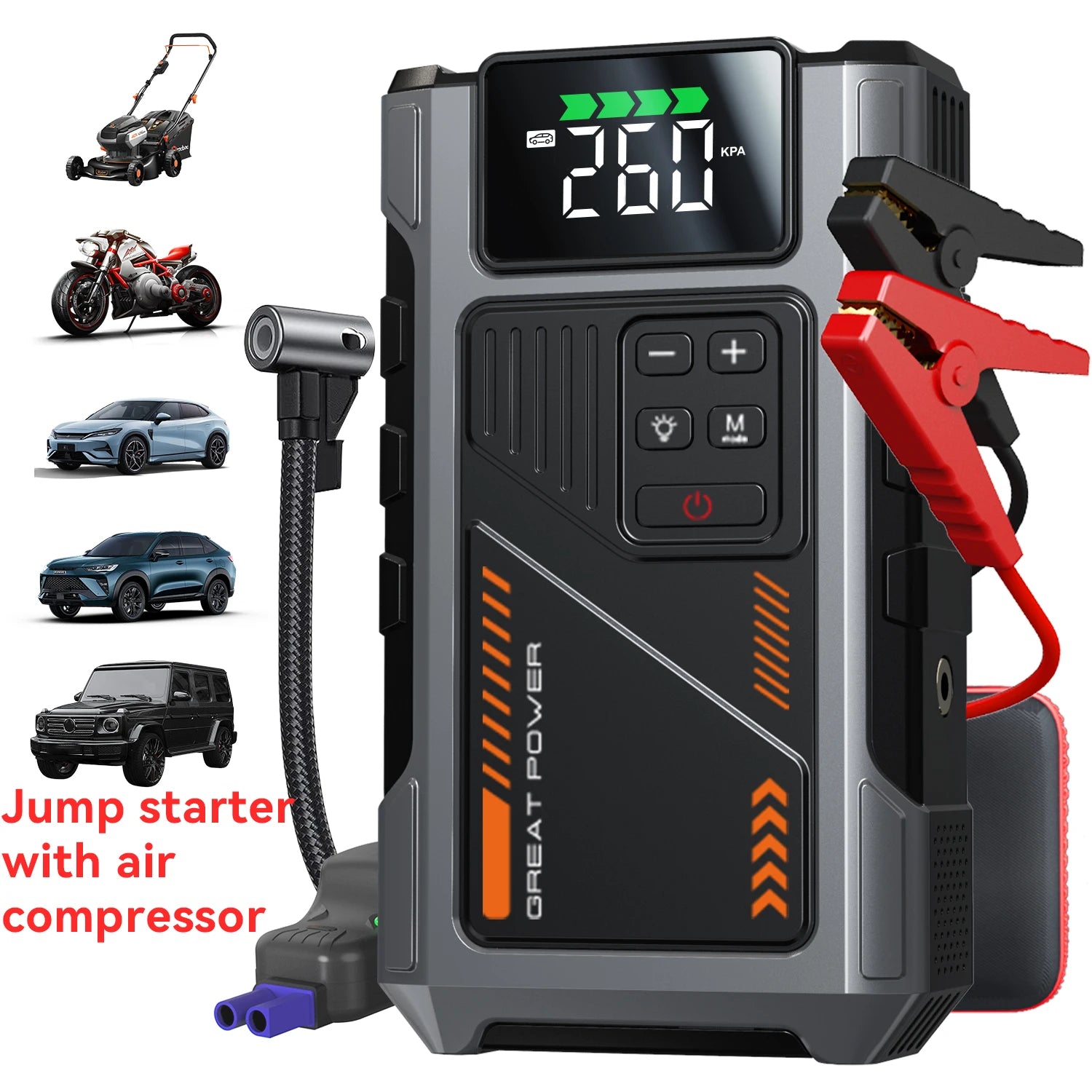 Portable Car Jump Starter With Air Compressor, 3000A Peak(7.5L Gas, 6.5L Diesel) , Jump Starter Battery PackWith150 PSl Tire Inf - Louie's Joint 