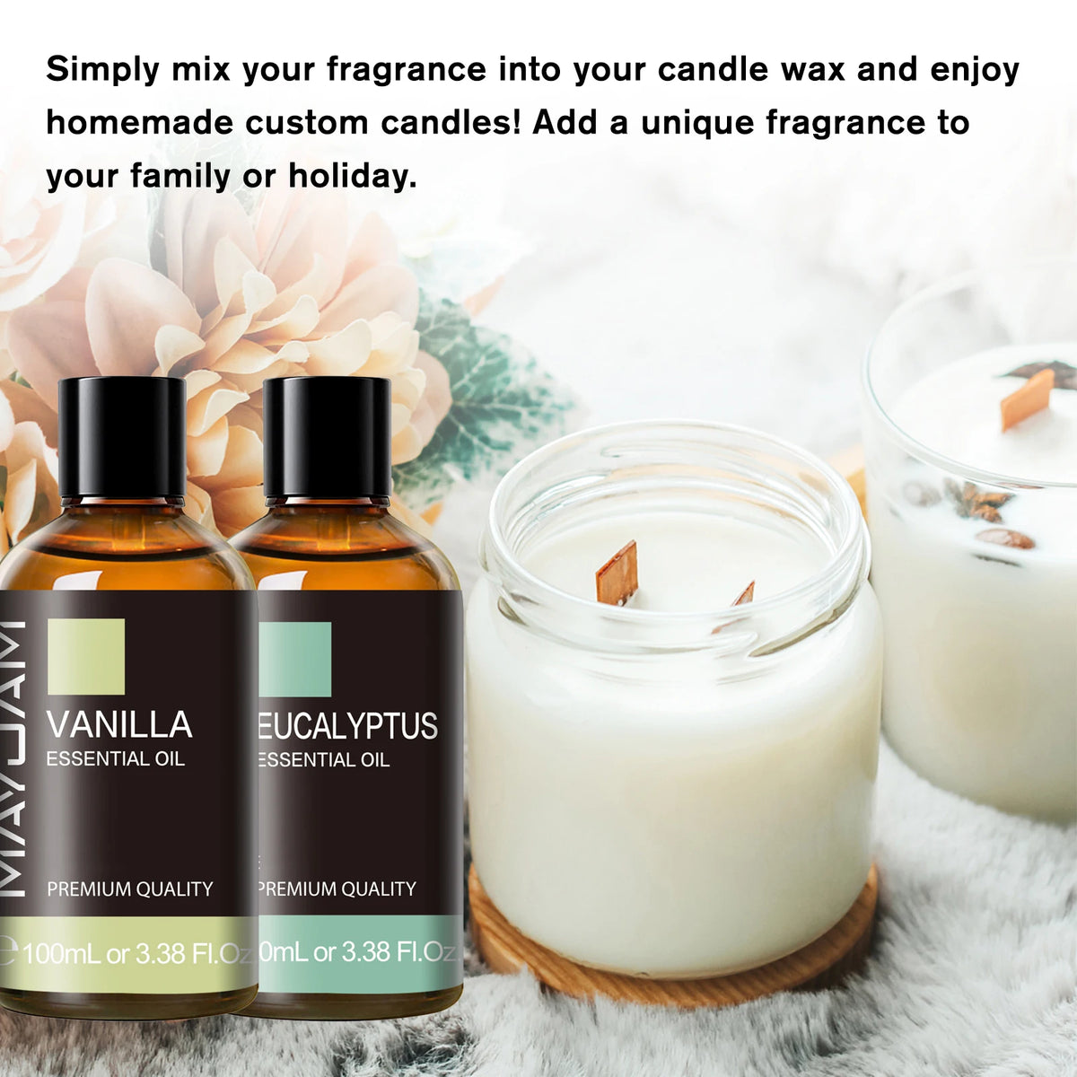 MAYJAM Lavender Vanilla Ylang Ylang Essential Oil Pure Natural Undiluted, 100ml Aroma Oil Peppermint Sandalwood Frankincense Rose Lemongrass Patchouli for Humidifier Diffuser Making Scented Candle ,Geranium Citronella Ginger
