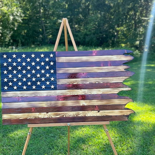 8*15inch American Wavy Flag - Wooden Independence Day Decoration for Home, Restaurant, Bar, Cafe and Garage christmars gifts - Louie's Joint 