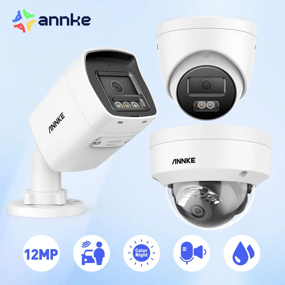 ANNKE 12MP 3K Outdoor Smart Dual Light PoE Security Camera Color IR Night Vision Built-in Microphone IP67 Smart Home H.265+ - Louie's Joint 
