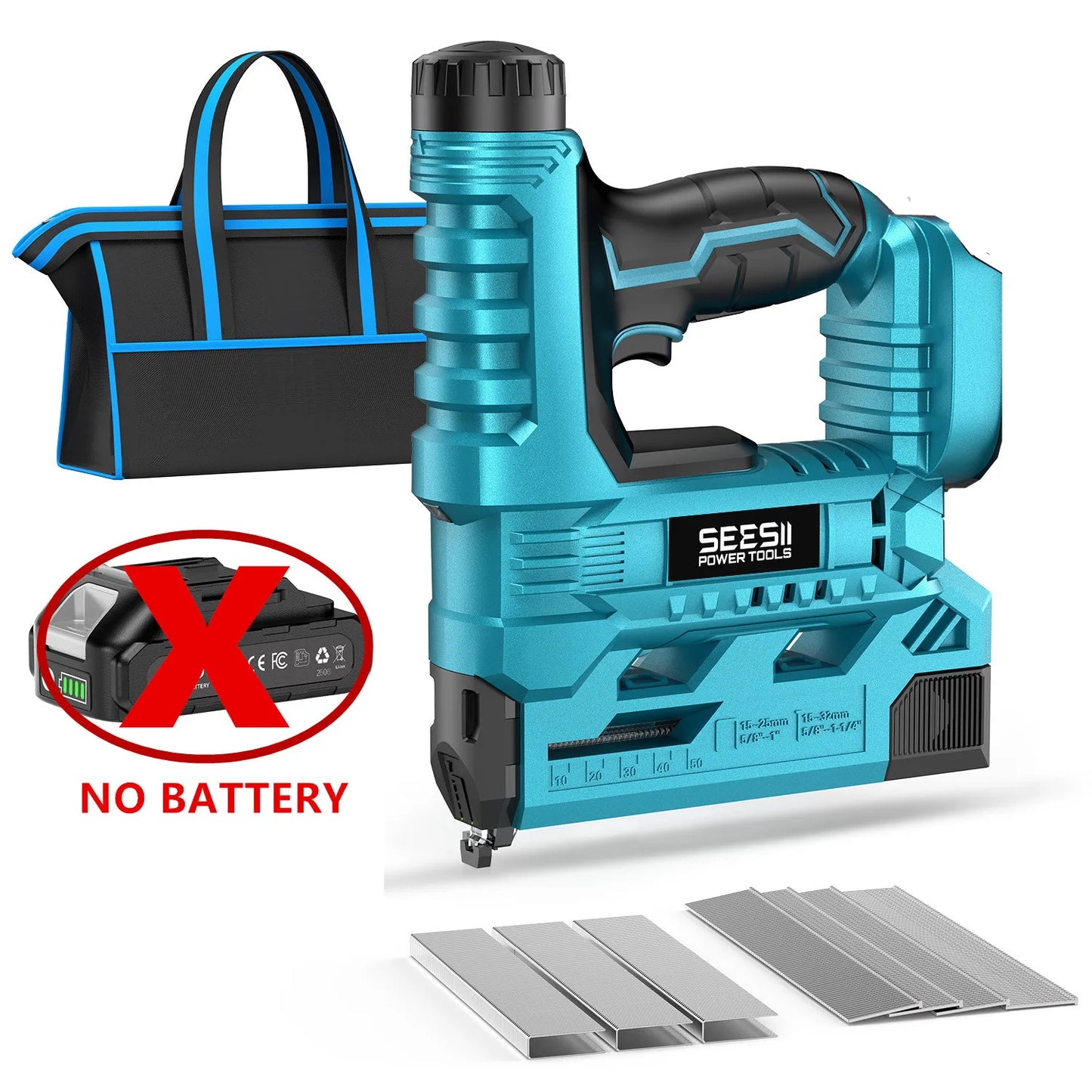 SEESII 18 Gauge Cordless Brad Nail Gun 1000 Brad Nails Cordless Stapler Framing Nailer Furniture Power Tool With 2pcs Battery - Louie's Joint 